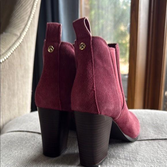 Michael Kors Women's Burgundy Suede Ankle Boots - Picture 2 of 6